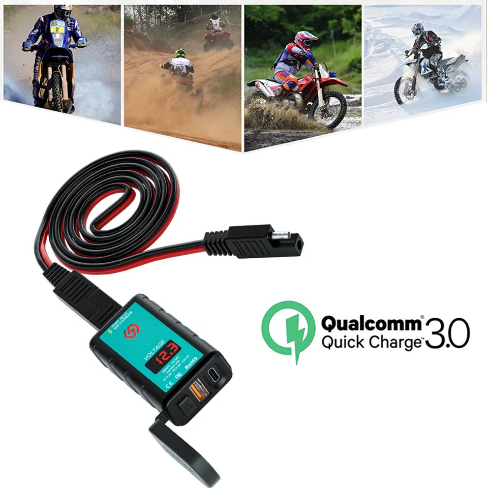 QC3.0 USB Type-C Phone Fast Charger Motorcycle Holder For Handlebar MountC6 - Изображение 1 из 4