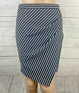 Gianni Bini Pencil Skirt Small Black White Striped Pleated Wrap Pointed Hemline - Picture 1 of 12
