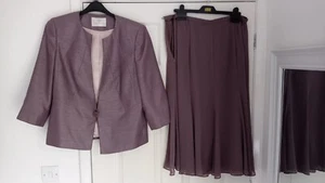 Jacques Vert MOB mokka/coffee wedding suit size 16, edge-to-edge collarless - Picture 1 of 10