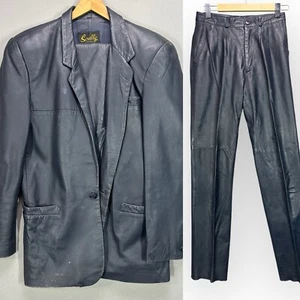 Mens Skully Vintage Western Genuine Leather 2 Piece Suit (38 Jacket / 29 Pants) - Picture 1 of 24