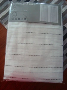 Ikea BJORNLOKA LINJE Curtains 2 Panels White Black Lines Linen Cotton 57 x 98" - Picture 1 of 12