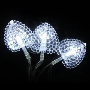 Battery Powered Cool White Heart LED Fairy String Lights 2M/4M 20/40LED ON+Flash - Picture 1 of 4