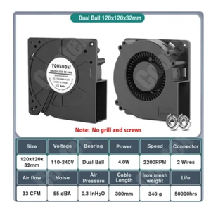 Brushless Cooling Blower Fan 120Mm X 32Mm 110V High Airflow DC Centrifugal Fan - Picture 1 of 9