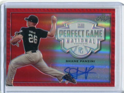 2020 Leaf Perfect Game Autographs Metal Red Rainbow Shane Panzini Auto 1/1 - Image 1 of 2