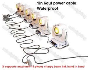 Outdoor Waterproof Sharpy 230W Beam 7R Moving Head 1in6out Power Extension Cable - Picture 1 of 3