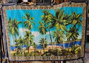Vintage Turkish Wall Tapestry South Seas Ocean - 67" x 38" - Picture 1 of 7