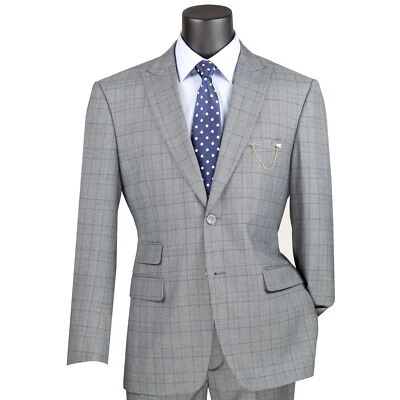 VINCI Men's Gray Glen Plaid 2-Button Modern Fit Business Suit - NEW - Image 1 of 3