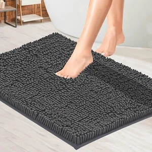 MAYSHINE Chenille Bath Mat Non Slip Absorbent 50 X 80cm Dark GREY - Picture 1 of 3