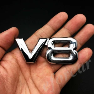Metal Chrome V8 Vntage Car Auto Trunk Tailgate Rear Emblem Badge Decal Sticker - Picture 1 of 3