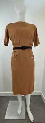VTG 60s Herman Marcus Wiggle Dress Dolman Sleeves W/Belt  SZ 12 ( FLAW HEM - Image 1 of 4