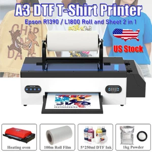 Stampante A3 DTF Epson 1390/L800 rotolo e foglio 2 in 1 per T-shirt tessile spedizione USA - Foto 1 di 15