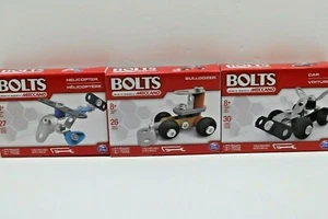 Bolts by Meccano Lot of 3 One Each Blue Helicopter Silver Car And Bulldozer - Picture 1 of 10