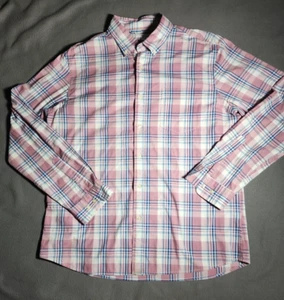 Sonoma Dress Shirt Mens Large White Red Plaid Button Down Collared Long Sleeve - Picture 1 of 18