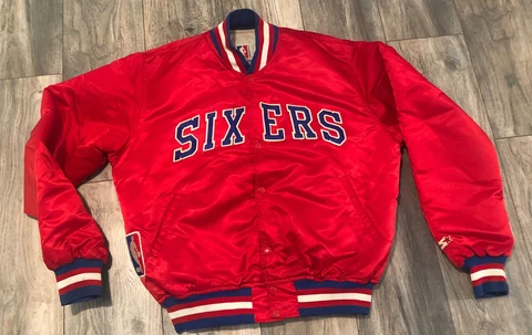 Vintage 90's Starter Philadelphia 76ers NBA Satin Jacket Men’s Large Minty USA Cover