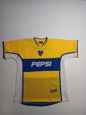 Vintage 2000s Boca Juniors Repro Soccer Jersey Size 8/10 Yellow/Blue  - Image 1 of 4
