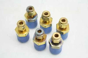 6 New Parker 4-8 FBZ-B Tube Connectors / Brass / 1/2" MNPT x 1/4" Tube OD - Picture 1 of 4