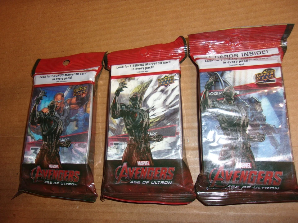 3 X 2015 Upper Deck Avengers Age of Ultron 31-Card Jumbo Pack w/3D Insert Sealed - Image 1 of 1