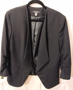 Nine West Highlow Tuxedo Blazer Black 3/4-in Sleeve Shirred Size 12 - Picture 1 of 5