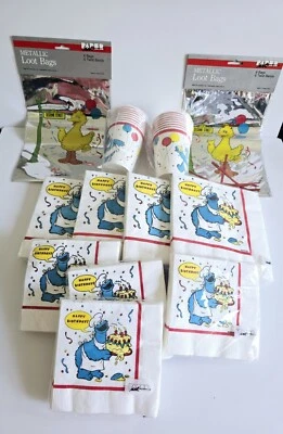 Sesame Street Big Bird Cookie Monster Vintage Birthday Party Supplies Lot Of 12 - Image 1 of 4