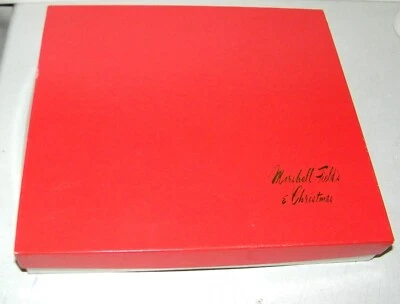 MARSHALL FIELD'S & Christmas Gold Lettering Red Gift Box 2 x 10 x 11" Vintage - Image 1 of 4