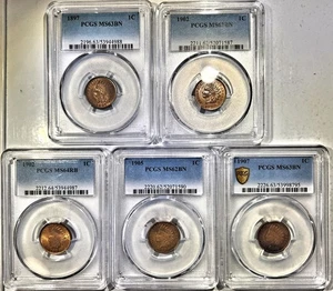 Indian Head Cent 5-Coin Set - PCGS Certified - All are Mint State - 1897 to 1907 - Picture 1 of 6