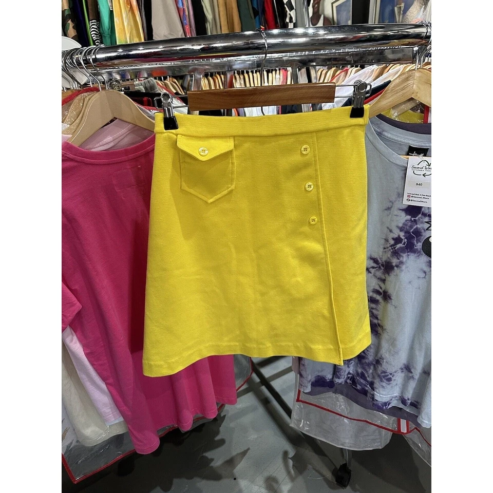 Falda vintage años 70 Catalina amarilla abotonada lateral hasta la rodilla talla 10 Foto 1 de 4