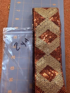 2 Yards Gold And Copper Sequin Border Trim Some Light Frays - Picture 1 of 2