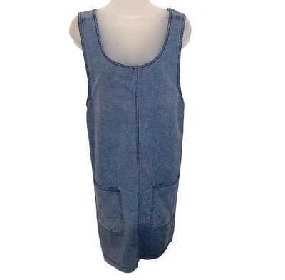 Original Ty Wear Denim Dress 1X Cotton White Small Check Pockets Vintage Jumper - Image 1 of 4