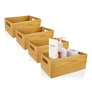 A Selected Pine Wood Organizer Open Box 4 Packs, 6x10 Wooden Storage Pack of 4 - Picture 1 of 8