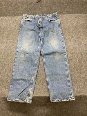 Carhartt B172 Lined Denim Jeans Mens Size 38/32 Blue Straight Leg Distressed - Image 1 of 4