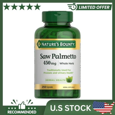 Nature's Bounty Saw Palmetto 250 Count Herbal Supplement For Men's Health, 450mg - Image 1 of 4