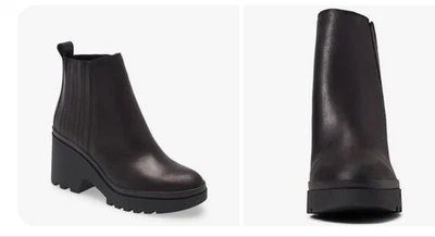 Eileen Fisher Kat Pull On Bootie Black Leather Ankle Boots Sz 8.5 Fall Must Have - Image 1 of 4