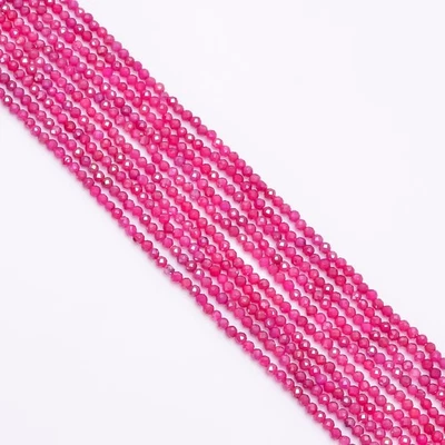 Cuentas micro facetadas redondas de piedras preciosas de sillimanita rosa natural hilo de 2,5-3 mm 12,5" Foto 1 de 2