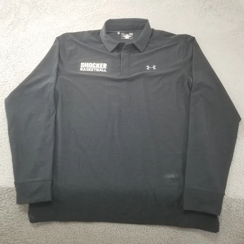 Wichita State Shockers Basketball Polo Shirt Under Armour Mens Large Long Sleeve Cover