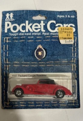 Coches de bolsillo Tomy 1937 Packard Roadster 1978 vintage rojo Foto 1 de 4