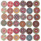 100pcs Bohemian Flower Pattern Flower Painting Wooden Buttons