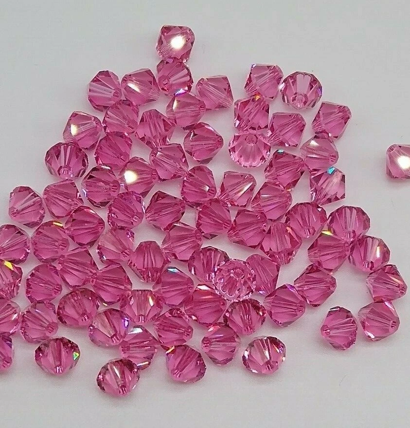 Swarovski Crystal Rose Bicone Beads; 6 Sizes: 3mm, 4mm, 5mm, 6mm, 8mm, 10mm - Image 1 of 1