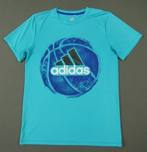 Adidas T-shirt Boys Youth Extra Large Blue Basket Basketball Print Crew Neck - Picture 1 of 11