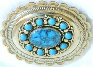 VTG Bell Trading Post Nickel Silver SW Belt Buckle 2” Fred Harvey - Picture 1 of 3