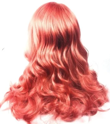 Peluca Mujer Disfraz Rosa Claro Larga con Flequillo y Parte Lateral Foto 1 de 4