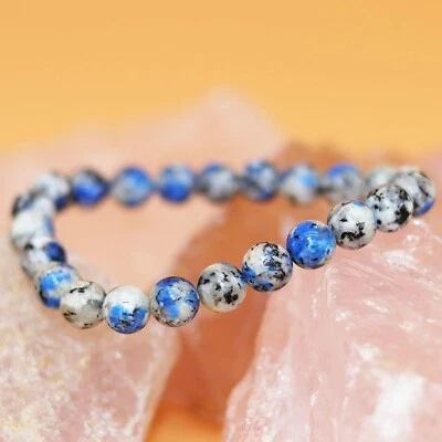 Pulsera de piedras de jaspe natural K2 pulsera elástica de piedras preciosas hecha a mano regalo de Navidad Foto 1 de 4