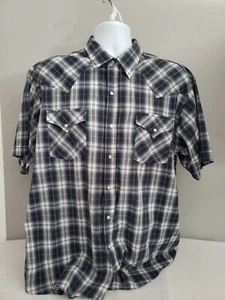 Plains Mens Sz Xl Pearl Snap Button Front Short Sleeve Shirt western rodeo - Picture 1 of 8