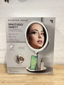 Sharper Image SpaStudio Vanity LED 8-inch 5x10x Mirror QI Wireless Charging OPEN - Picture 1 of 10
