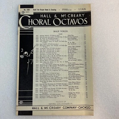 Hark! The Vesper Hymn Is Stealing 1937 Robert S Grant TTBB SheetNoteMusic - Image 1 of 4