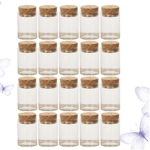 Contenedores de almacenamiento de 20 piezas mini frascos con tapas de corcho vaso de té de viaje - Imagen 1 de 12