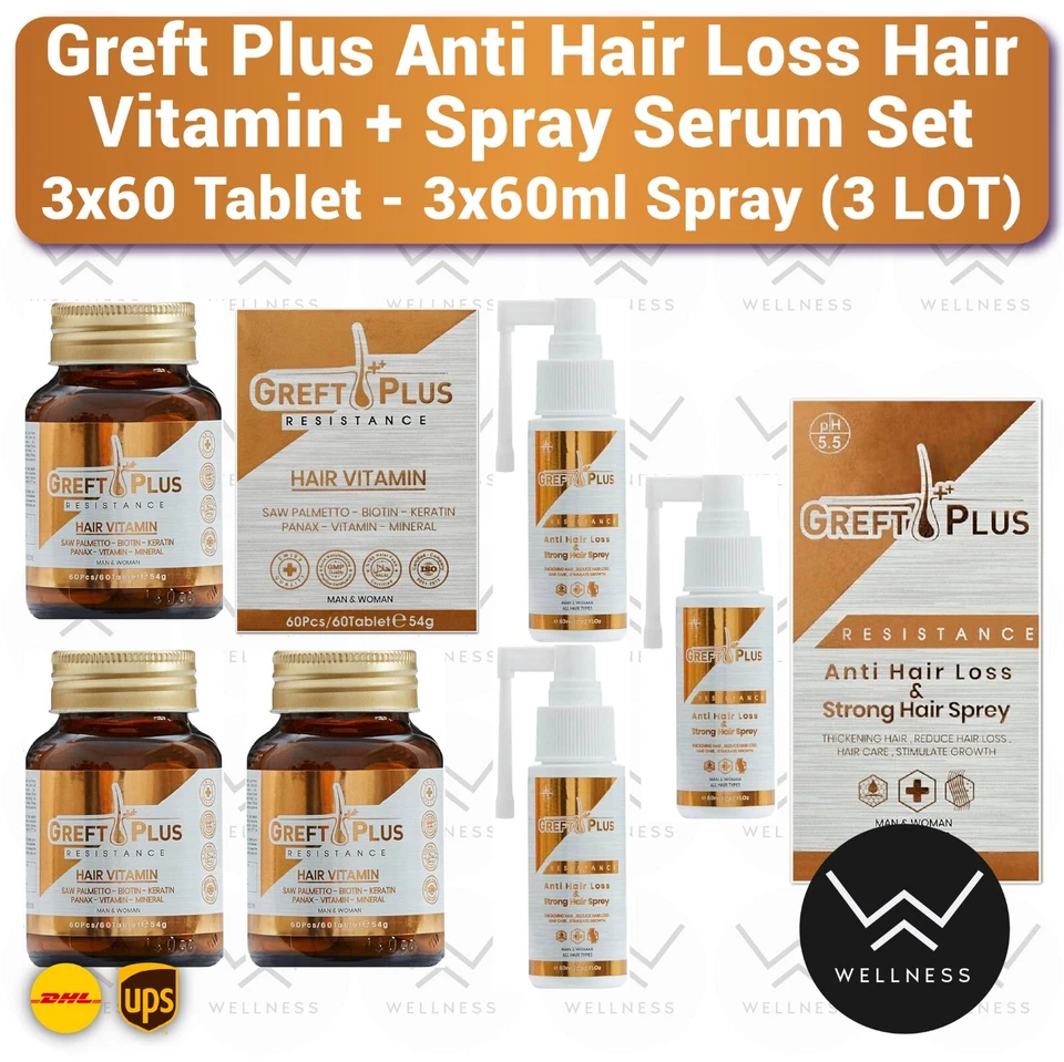 Greft Plus 3 Months Anti Hair Loss Hair Set (Vitamin + Spray Serum) FDA APPROVED - Image 1 of 4