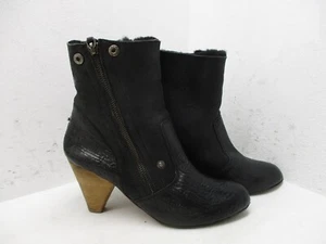 MATT BERNSON Black Womens Stylish Ankle Boots Sz 8.5 Faux Fur Lined - Picture 1 of 11