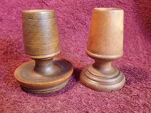 Lot of 2 ANTIQUE VINTAGE WOODEN MATCH HOLDERS STRIKERS EUROPEAN - Picture 1 of 6