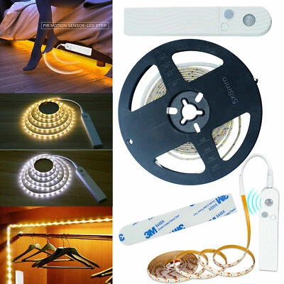 LED PIR Motion Sensor Light Strip 1M 2M 3M Smart Activated Cold White Soft White - Image 1 of 4