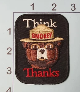 Smokey the Bear Patch Think Thanks USFS United States Forest Ranger Embroidered - Picture 1 of 1